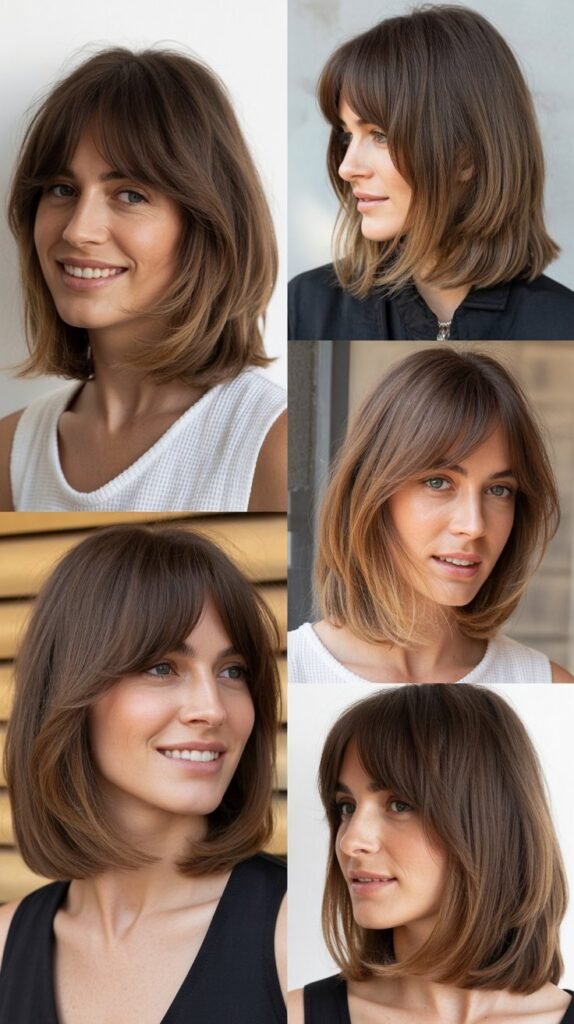 Dimensional Long Bob With Blended Bangs