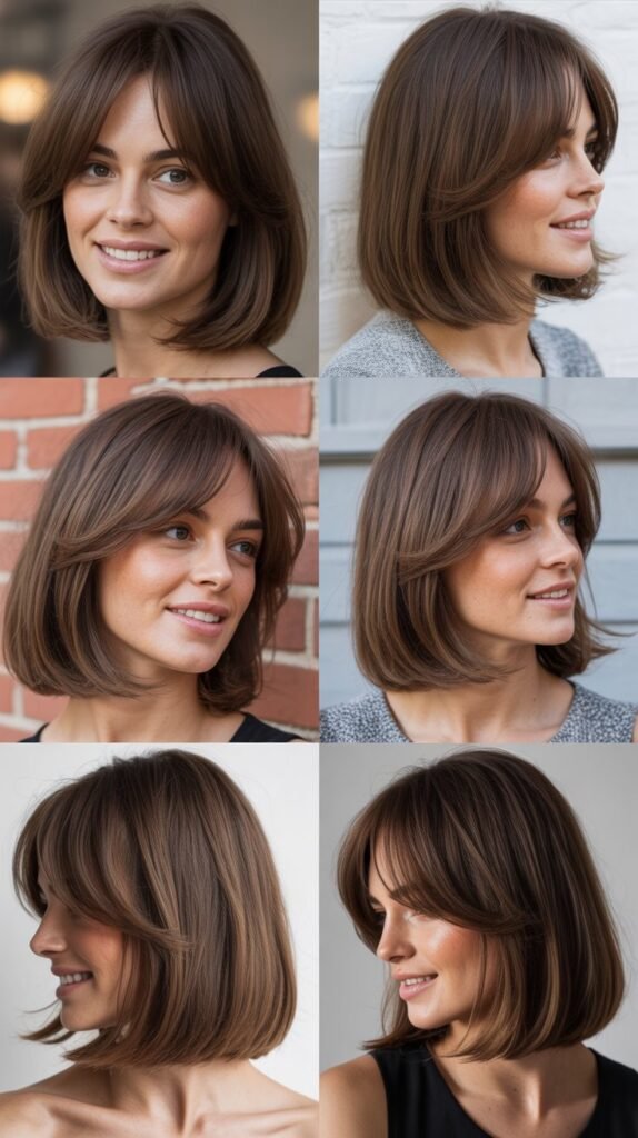 Long Bob With Feathered Curtain Bangs