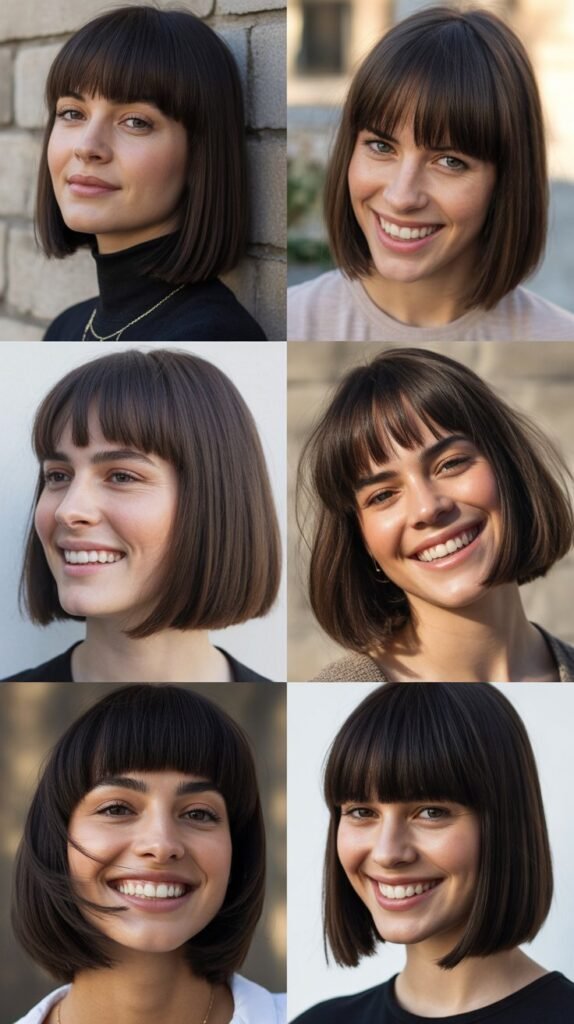 Blunt Long Bob with Thick Bangs