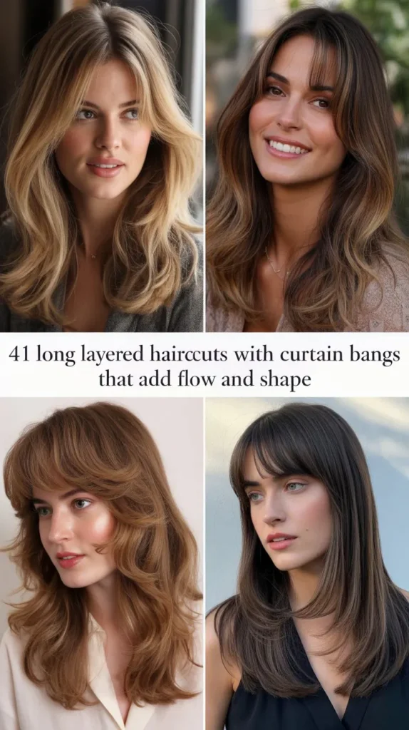 41 Long Layered Haircuts With Curtain Bangs That Add Flow and Shape 41 Long Layered Haircuts With Curtain Bangs That Add Flow and Shape