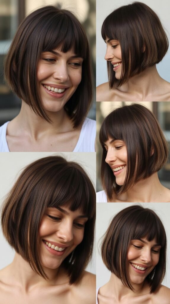 Asymmetrical Long Bob With Angular Bangs