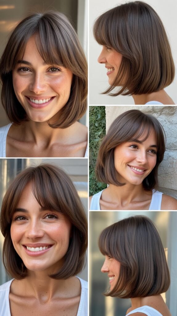 Inverted Lob With Soft Curtain Bangs