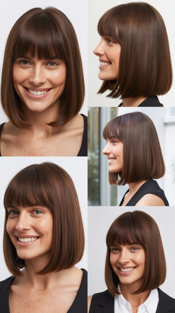 Classic Blunt Long Bob With Straight Bangs