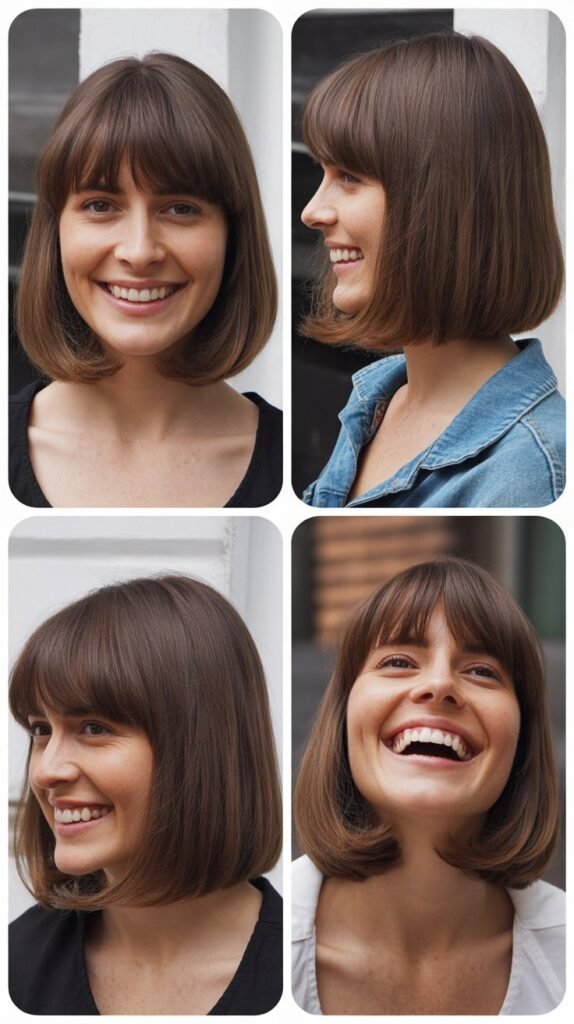 Inverted Long Bob With Rounded Bangs