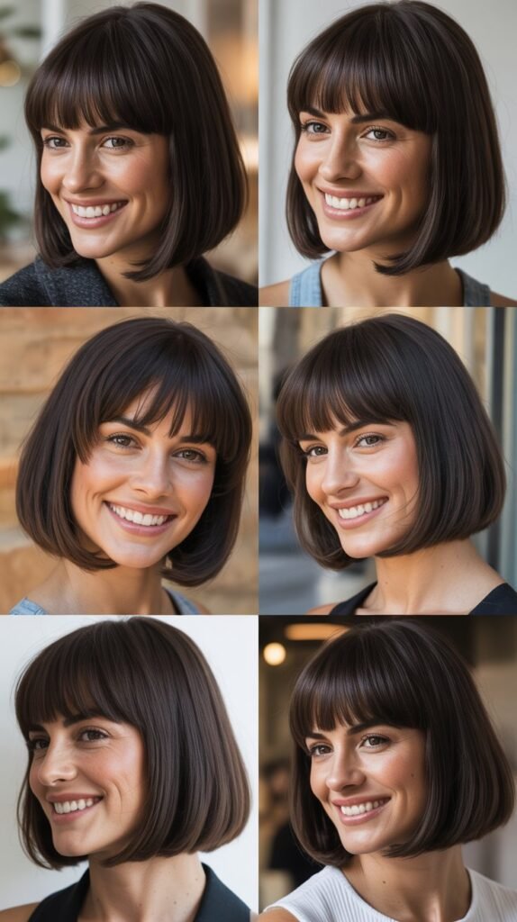 Sleek A-Line Bob With Thick Bangs
