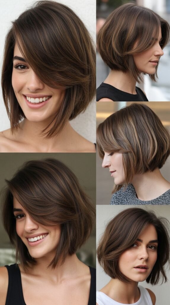 Asymmetrical Long Bob With Side-Swept Bangs