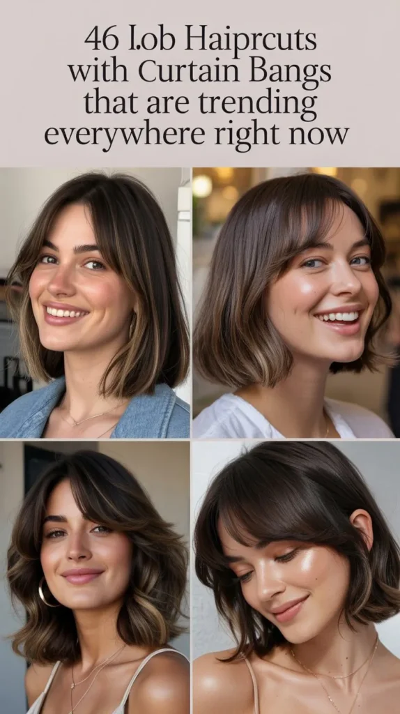 35 LOB Haircuts With Curtain Bangs That Are Trending Everywhere Right Now 46 LOB Haircuts With Curtain Bangs That Are Trending Everywhere Right Now