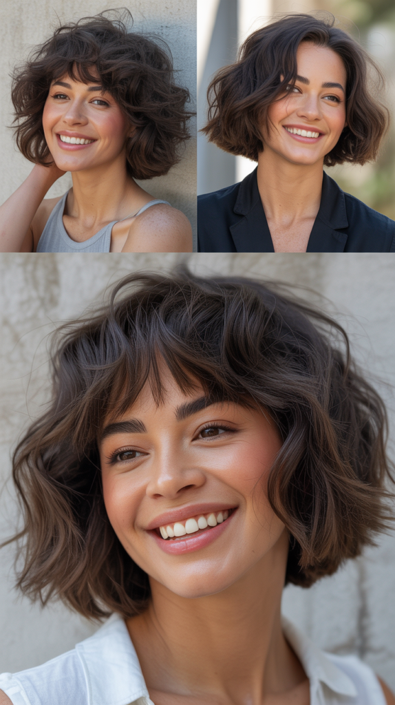 Textured Lob with Face-Framing Bangs