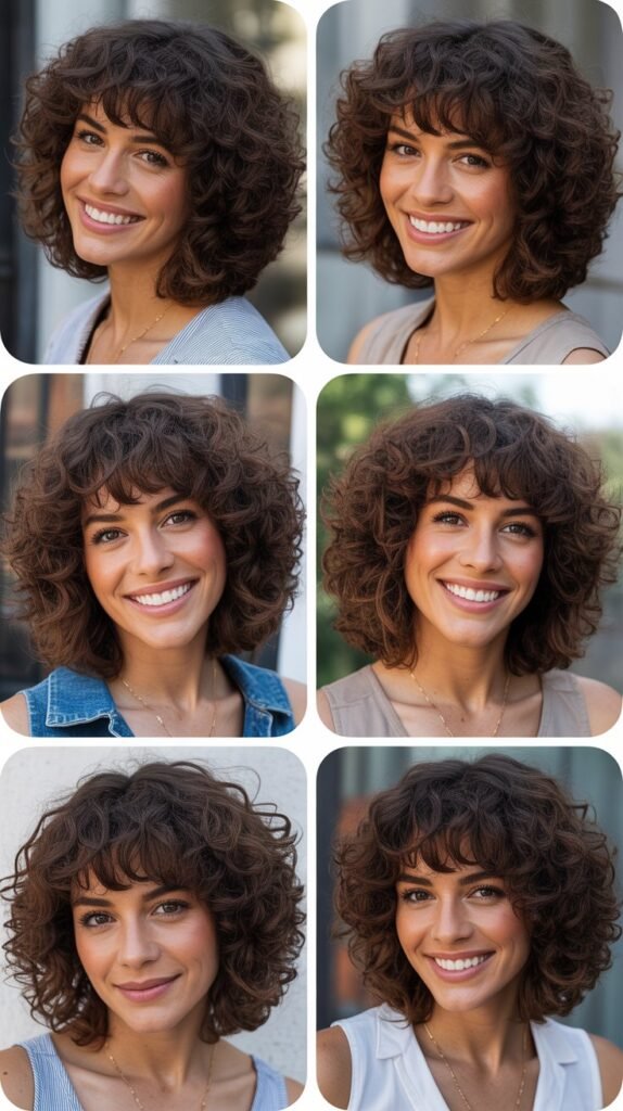  Natural Curl Long Bob With Defined Fringe