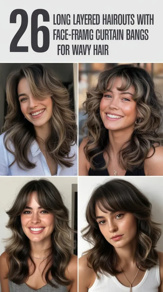 26 Long Layered Haircuts With Face-Framing Curtain Bangs for Wavy Hair 26 Long Layered Haircuts With Face-Framing Curtain Bangs for Wavy Hair