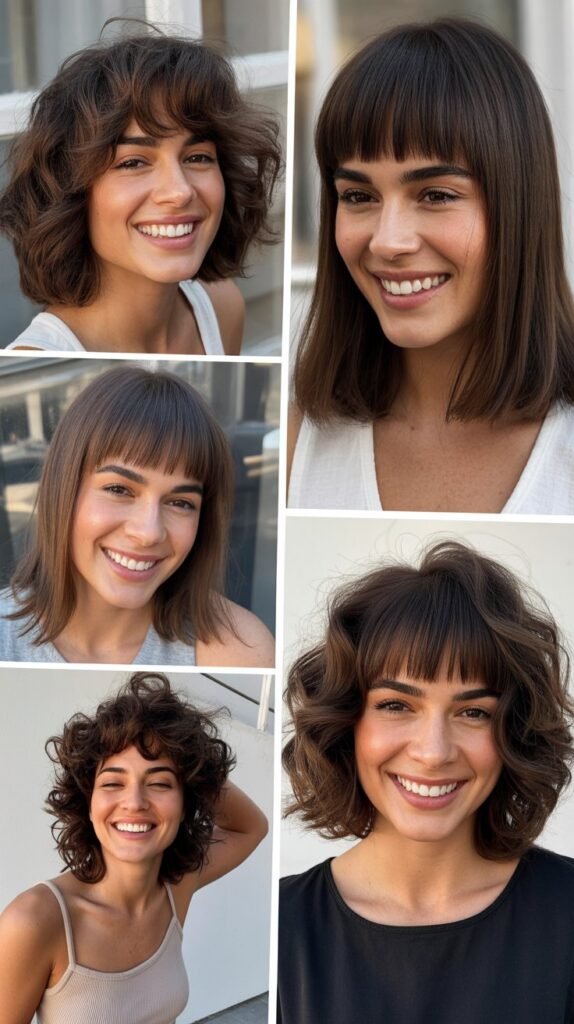 Textured Lob With Shattered Curtain Bangs