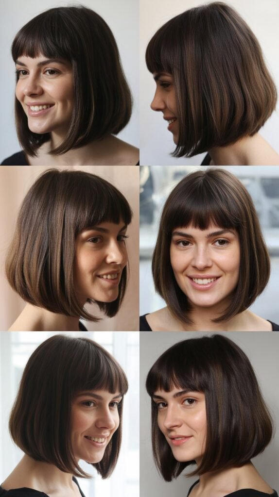 Dramatic A-Line Long Bob With Heavy Bangs