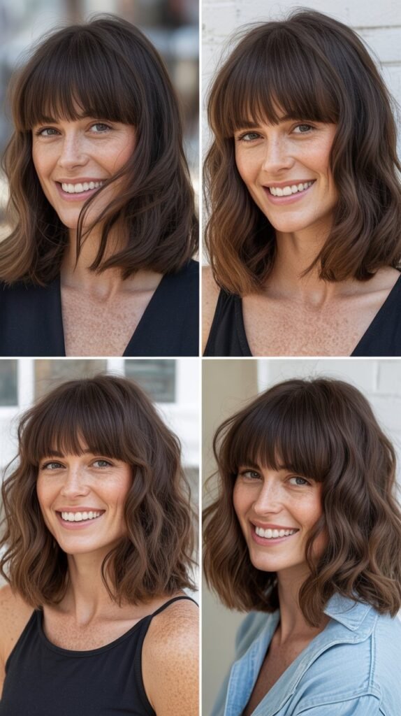  Voluminous Long Bob With Full Bangs
