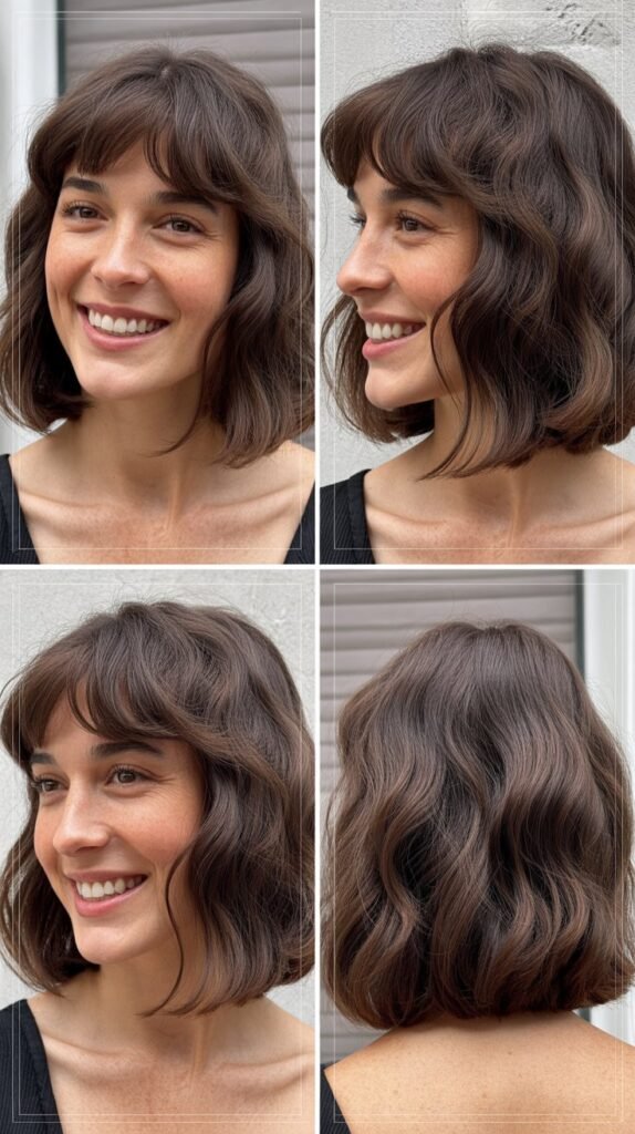  Natural Texture Long Bob With Micro Bangs