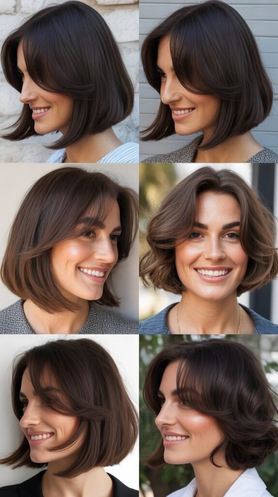 Asymmetrical Long Bob with Side-Swept Bangs