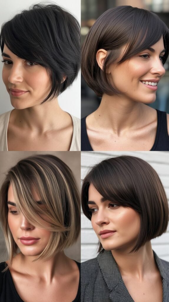Sleek Asymmetrical Lob With Side Bangs