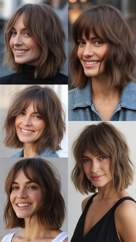 Tousled Long Bob with Shaggy Bangs