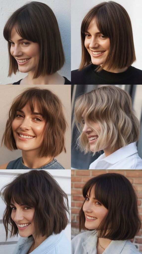 Long Bob With Choppy Curtain Bangs