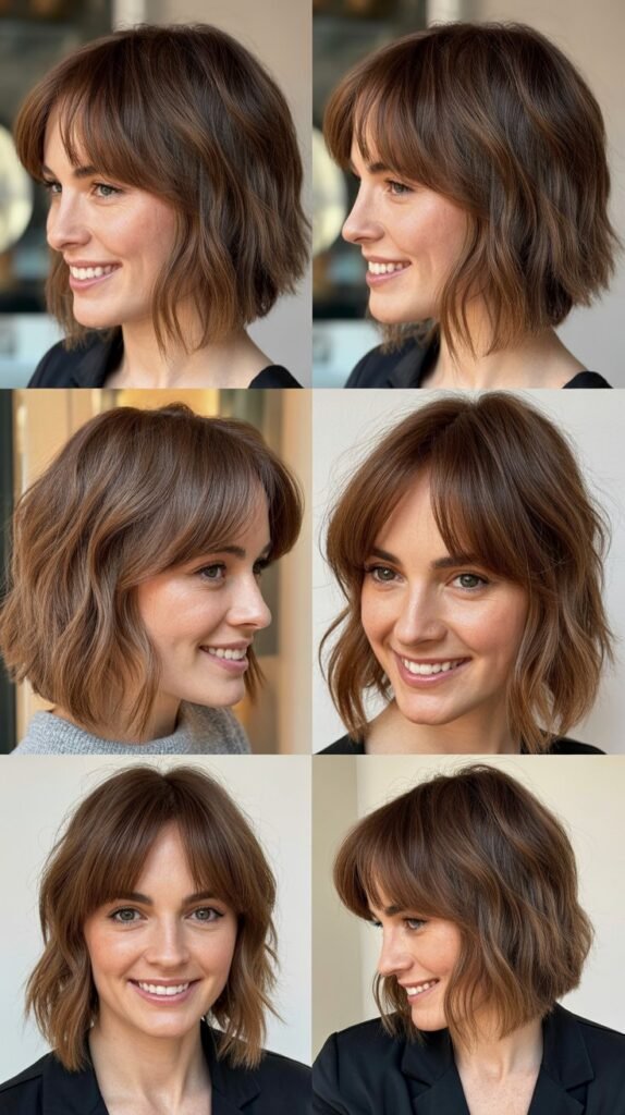 Choppy Lob With Disconnected Curtain Bangs