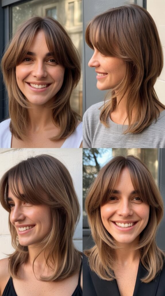 Graduated Lob With Long Curtain Bangs