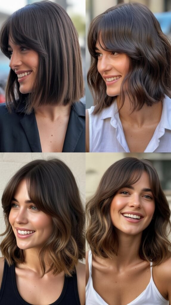 Long Bob With Wispy Curtain Bangs