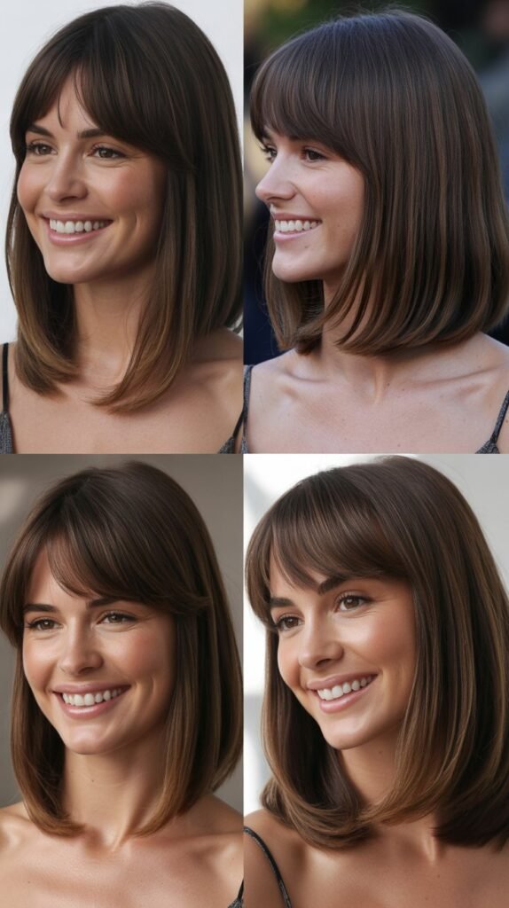 A-Line Long Bob with Sweeping Bangs