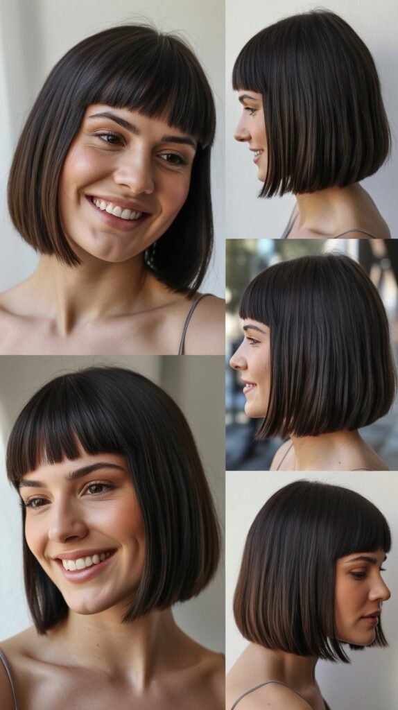 Straight Long Bob with Blunt Micro Fringe