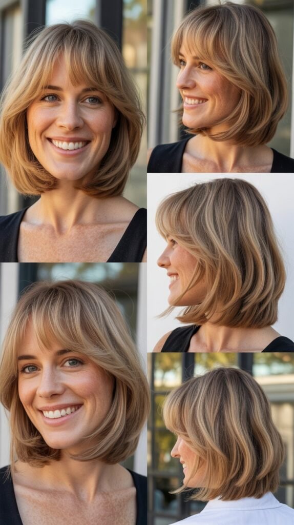 Graduated Long Bob With Feathered Bangs