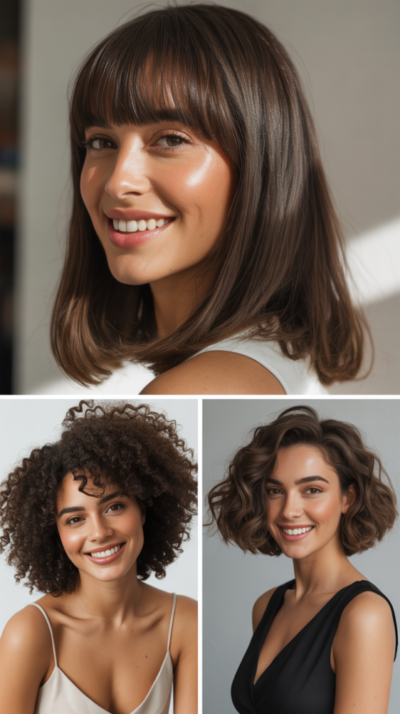 Blunt Bangs With Sleek Straight Hair