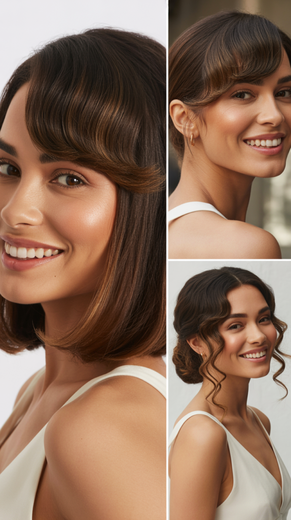 Long Bob With Curtain Bangs For Special Occasions