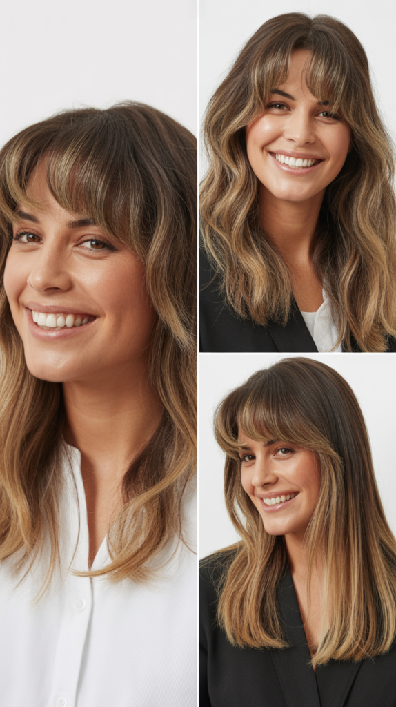 Curtain Bangs With Balayage Highlights