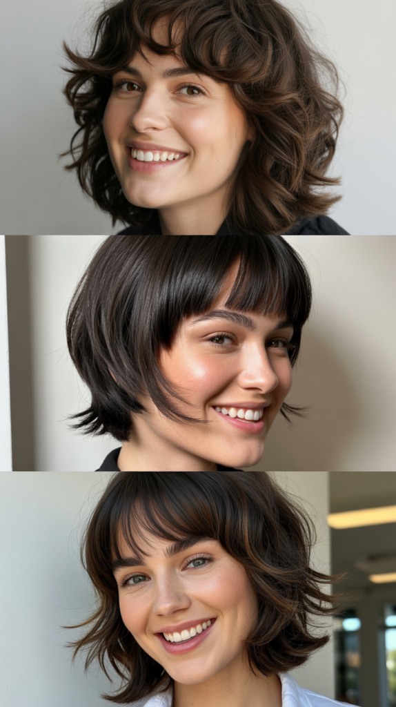 Eyebrow-Skimming Bangs with Jagged Layer Cuts