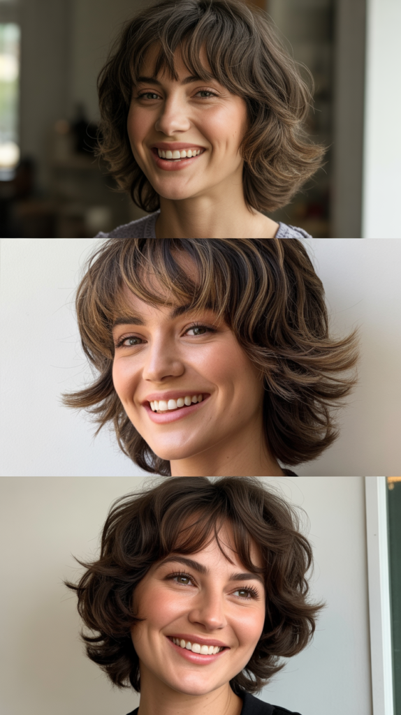 Textured French Bangs With Sleek Length