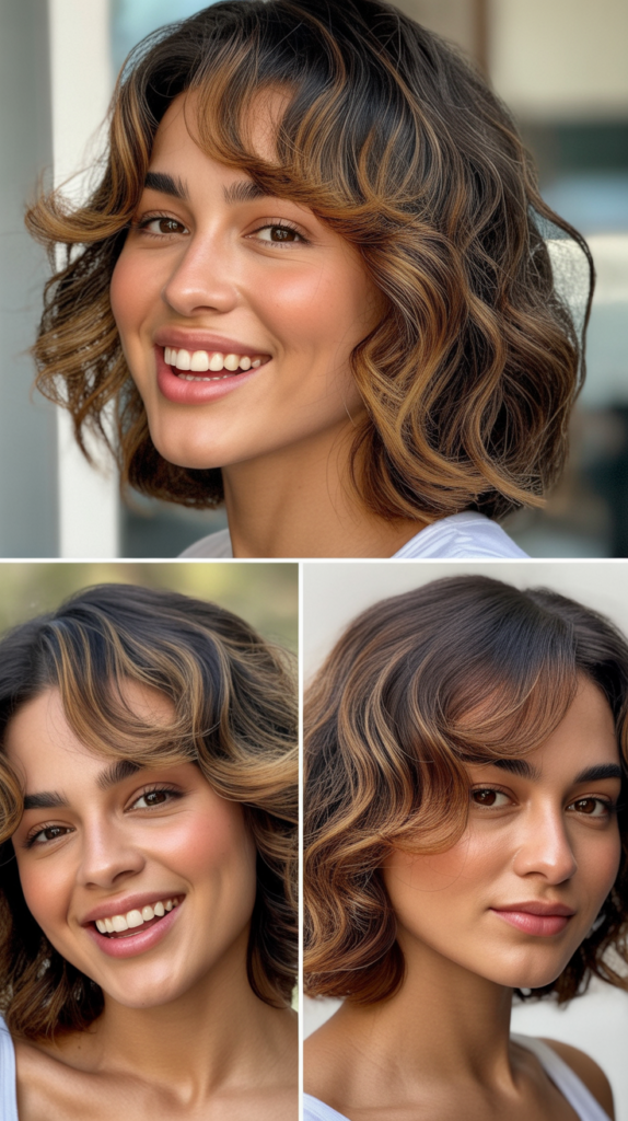 Textured Bangs With Money Piece Highlights