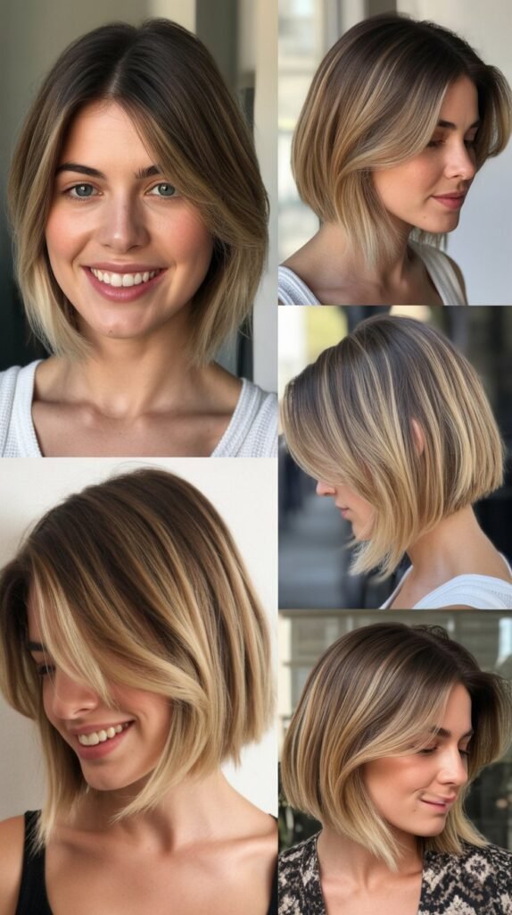Side-Swept Lob With Ombre Balayage
