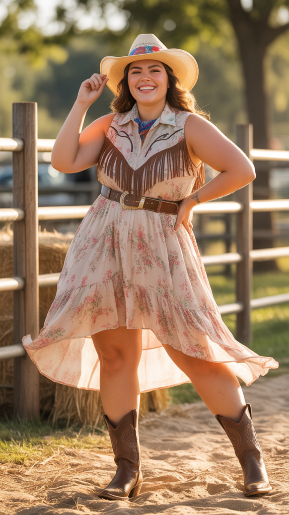 Warm Weather Summer Plus Size Rodeo Outfits Women Love