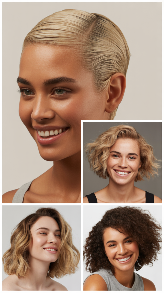 Slicked-Back Blonde Pixie