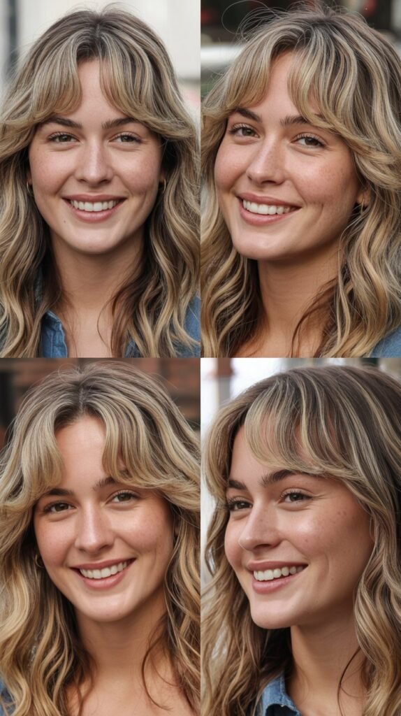  Money Piece with Curtain Bangs