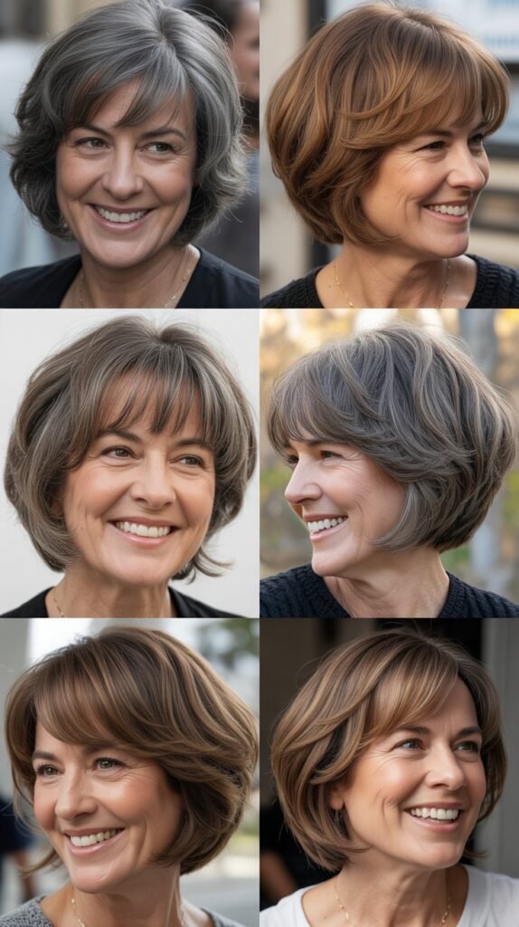 Layered Bob with Curtain Bangs