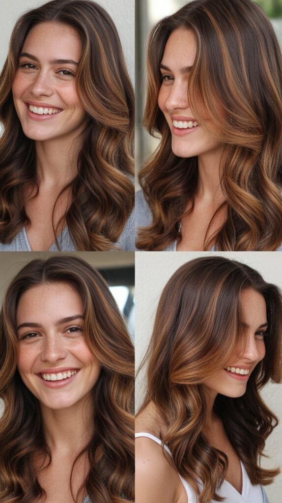 Cinnamon Highlights on Brown Hair