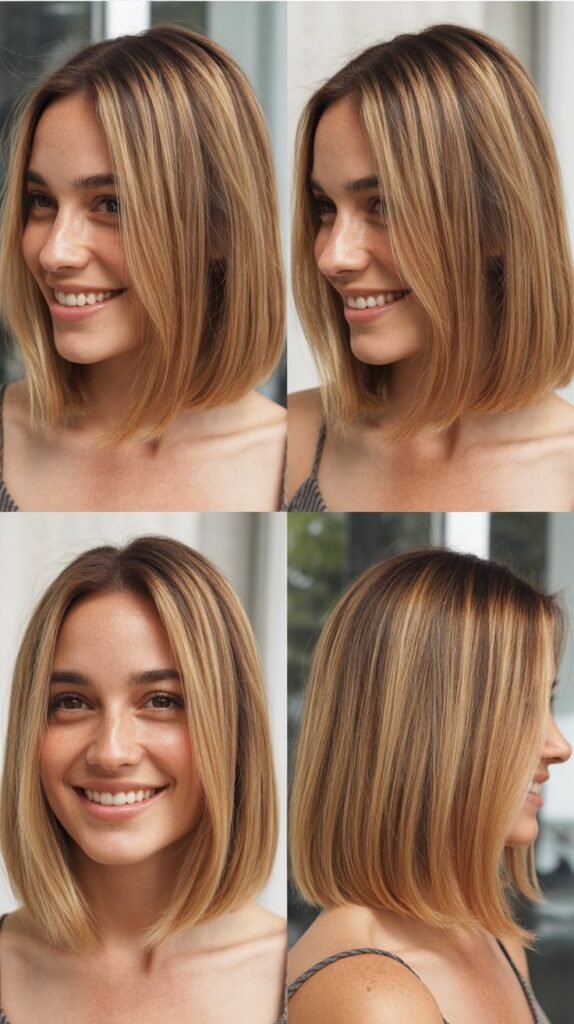 Blunt Lob With Sun-Kissed Balayage