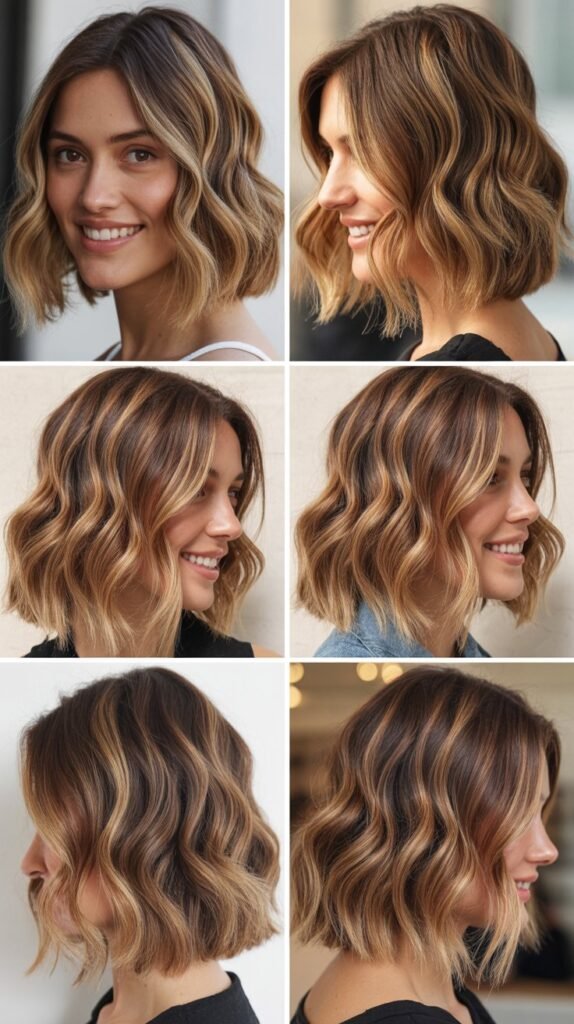  Wavy Lob With Ribbon Highlights