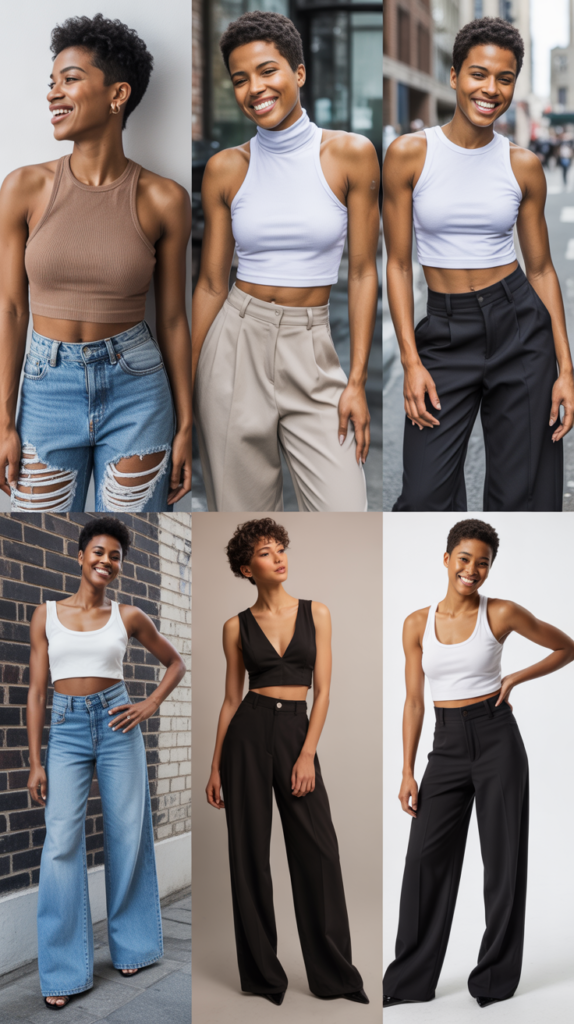 High-Waisted Pants with Crop Tops