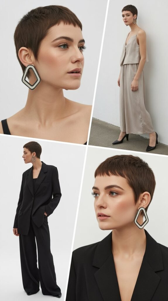 The Pixie with Statement Earrings Focus