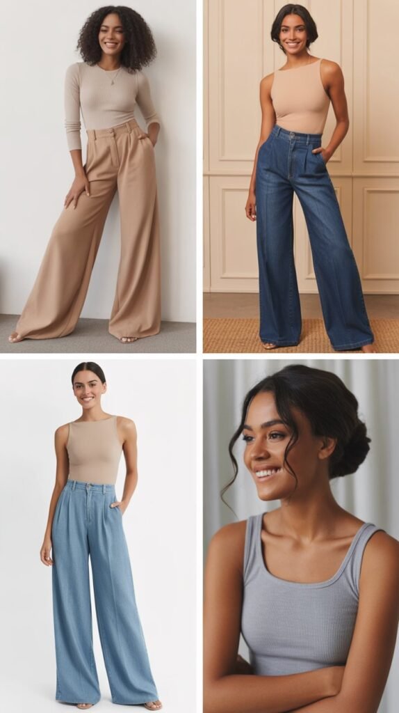 Wide-Leg Trousers with Form-Fitting Top