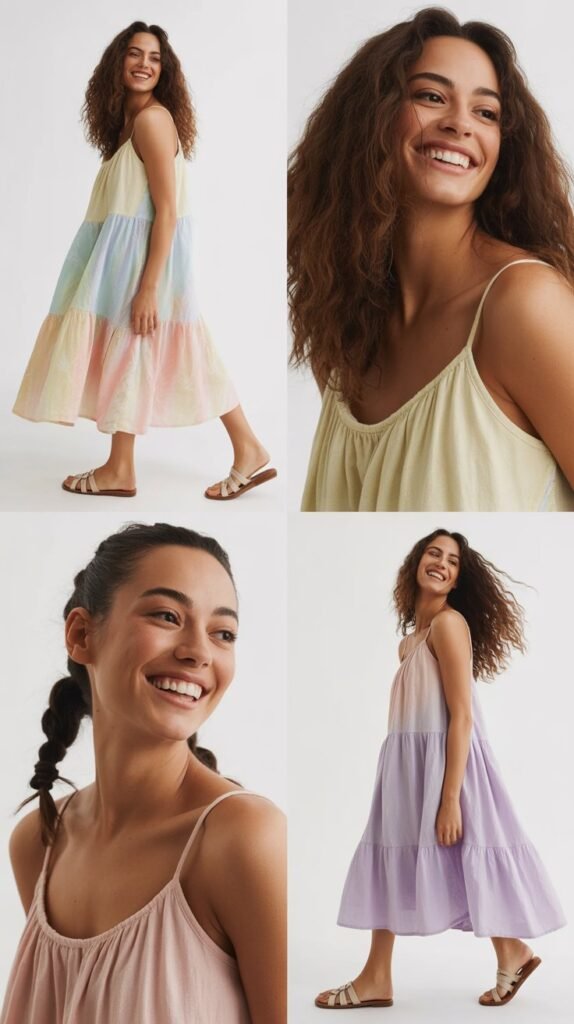  Tiered Sundress with Flat Sandals