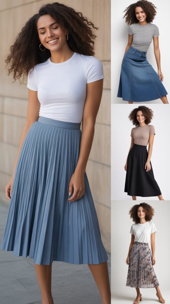 Midi Skirt with Fitted Tee