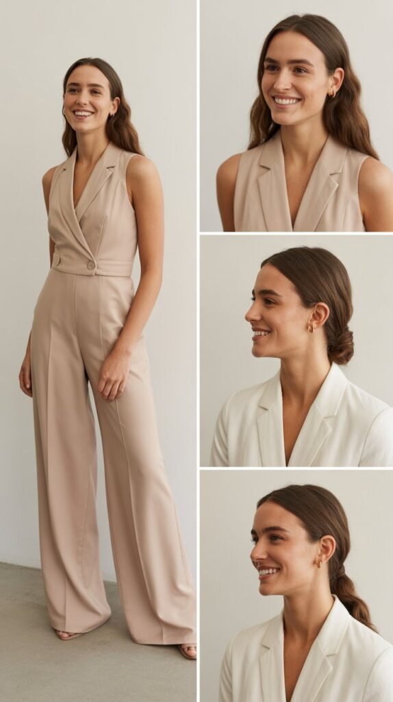  Tailored Jumpsuit in Neutral Tone