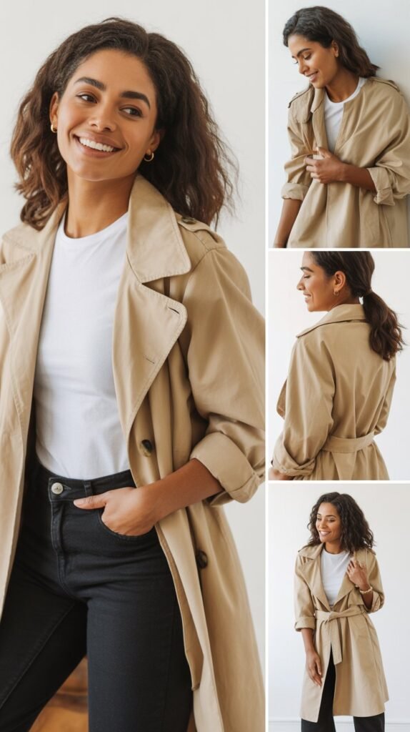 Lightweight Trench Coat Over Casual Basics