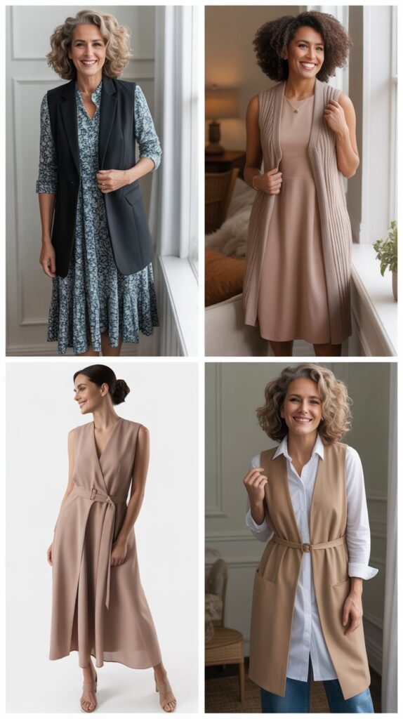  Longline Vest over Dress